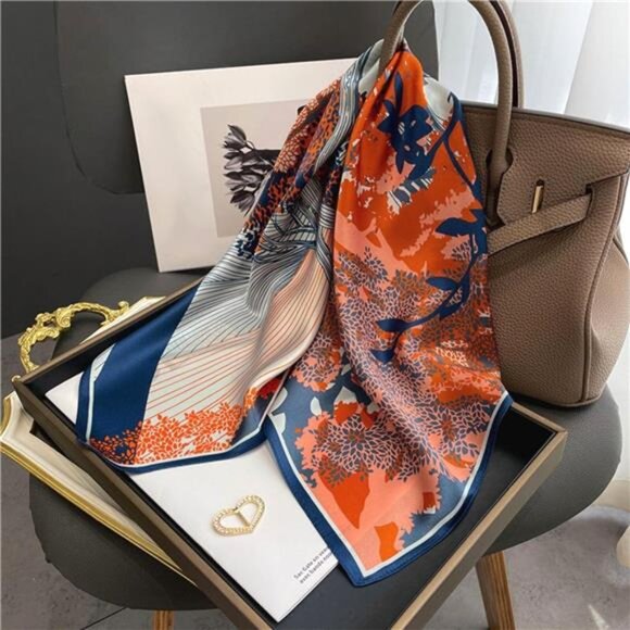 100% Pure Mulberry Silk Square Scarf 27"x27" Women Neckerchief - Picture 2 of 6